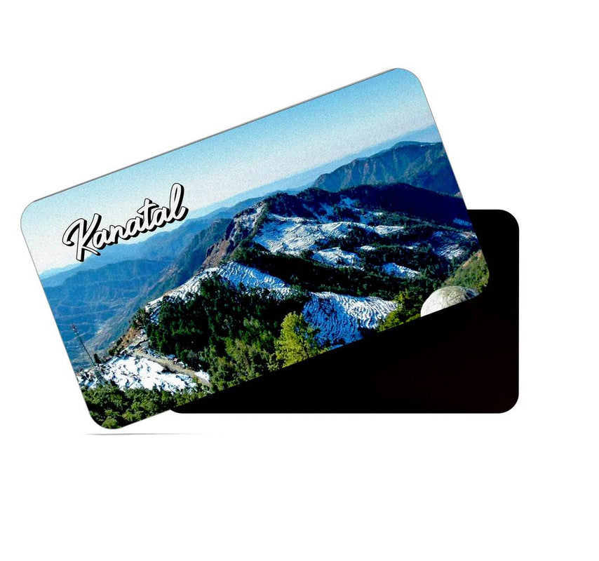 dhcrafts Rectangular Rubber Fridge Magnet / Magnetic Card Multicolor Uttarakhand Kanatal Design Pack of 1 (8.6cm x 5.4cm)